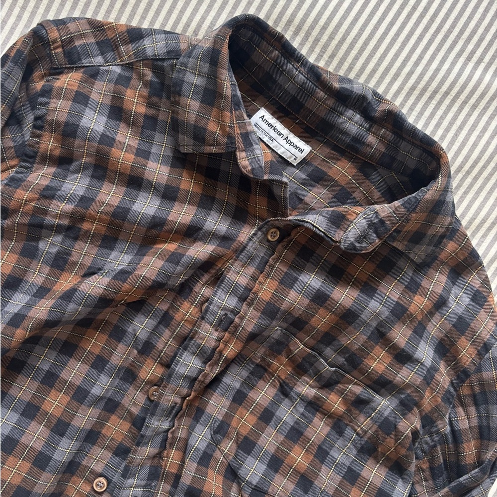 *DONATED* American Apparel Plaid Shirt - Brown and Gray
